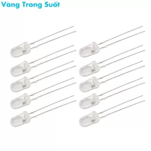 LED Đơn 5mm Trong Suốt Màu Vàng Chân Ngắn